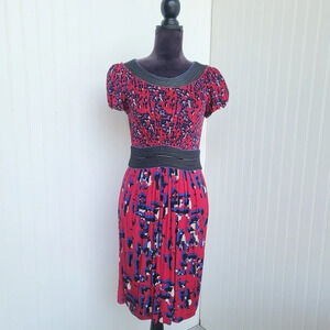 BCBG Maxazria Women's Hot Pink Blue Pullover Casual Dress Stretch XXS